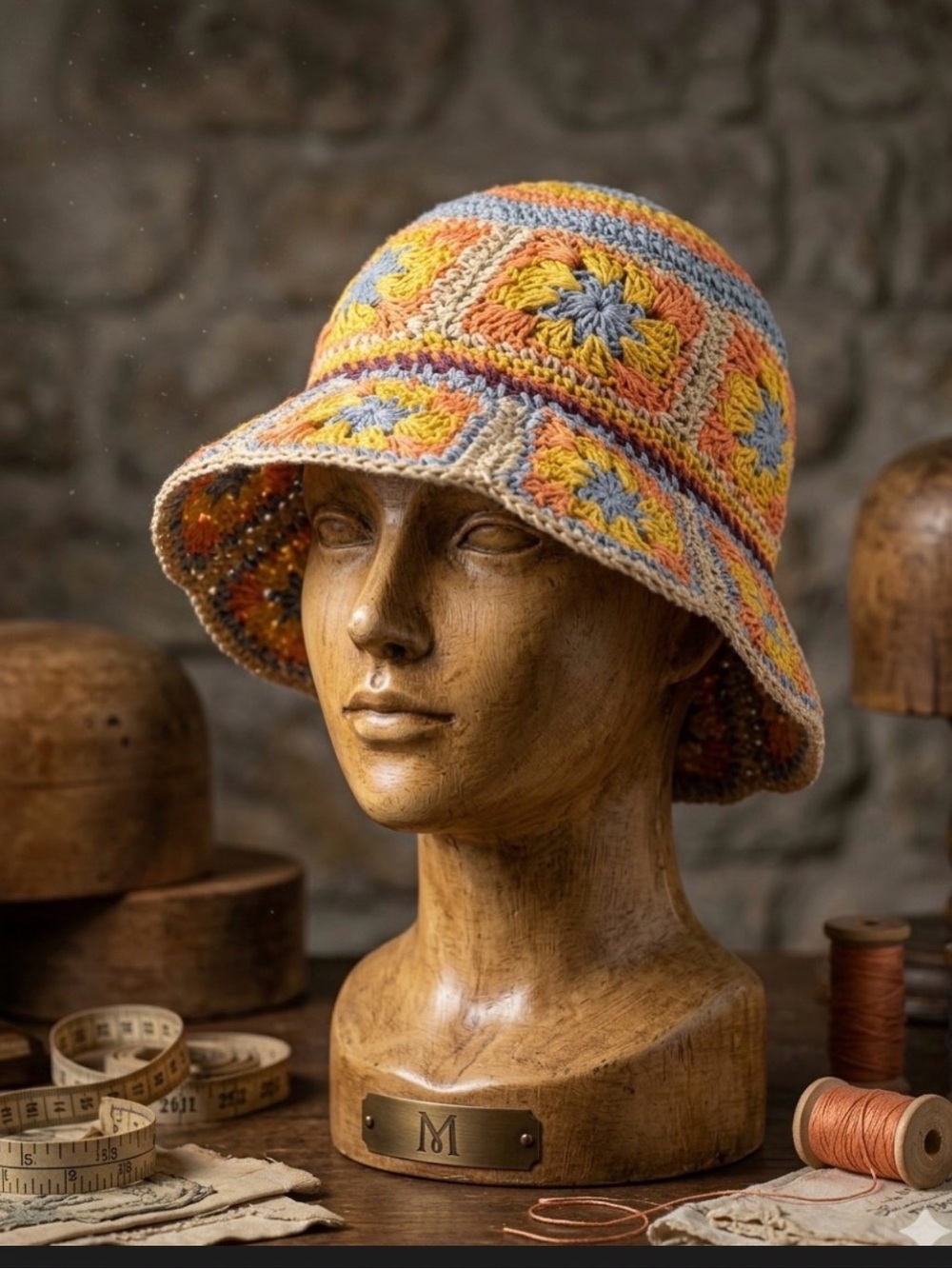 Crochet Bucket Hat - country core 100% paper Crotched granny